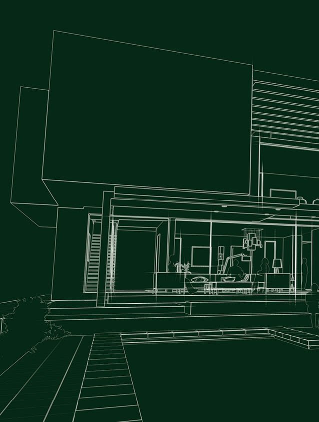 3D rendering of a house, architecture draft of a luxury house