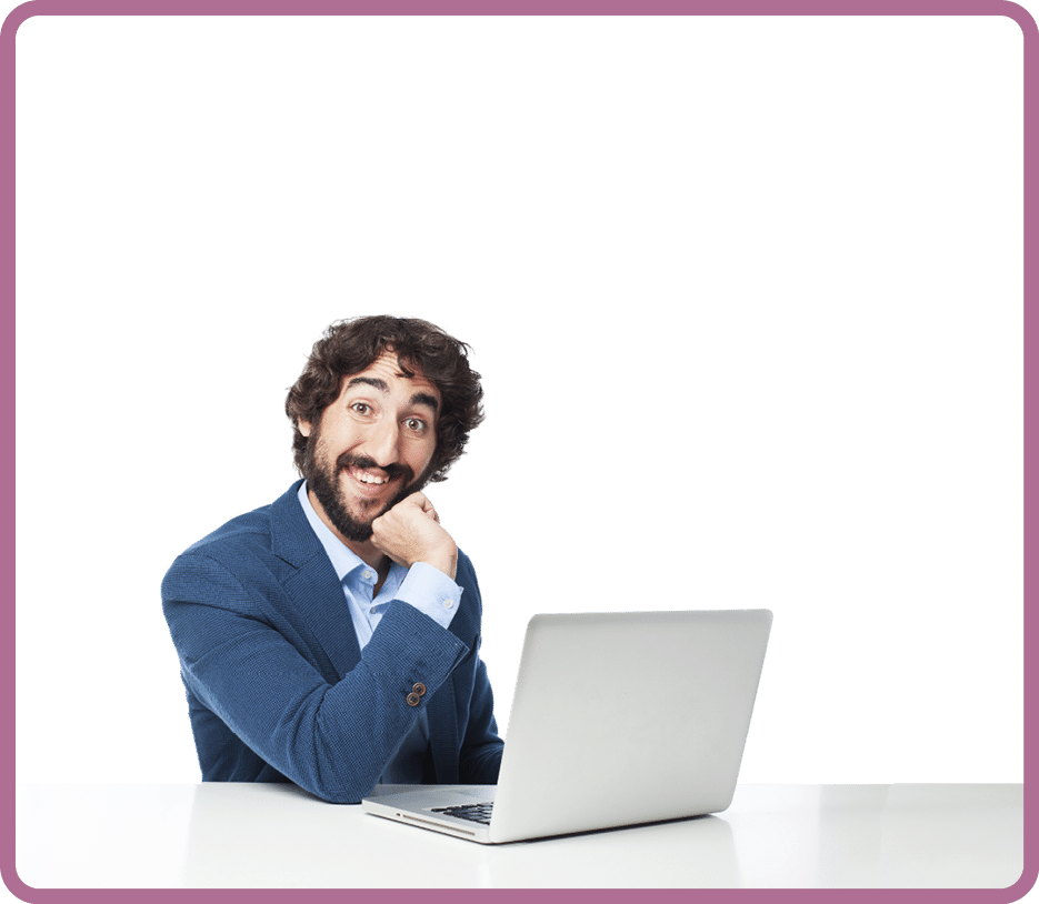 happy businessman with laptop