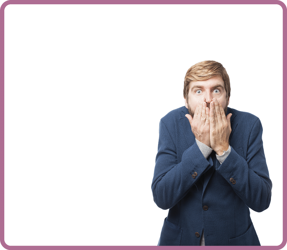angry businessman covering mouth