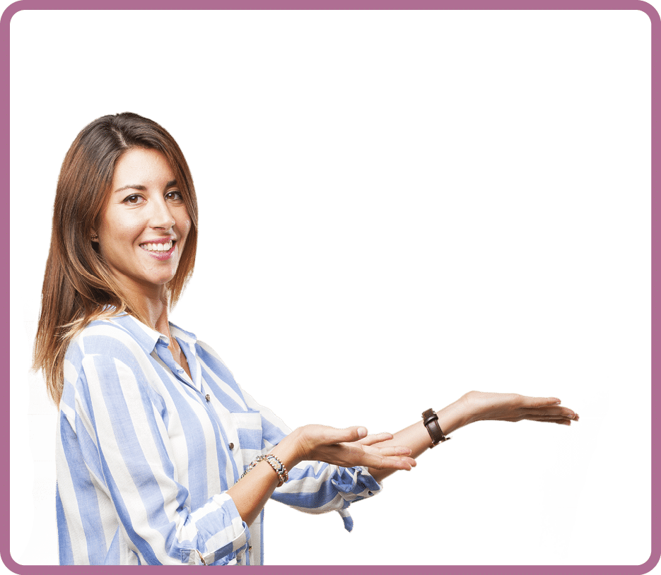 happy young woman showing gesture