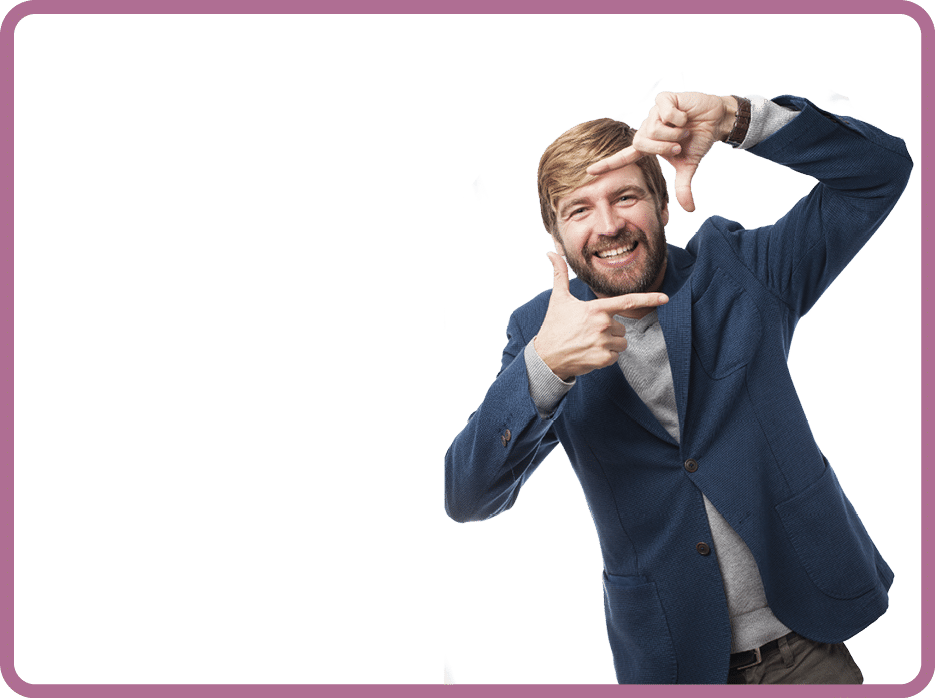 happy businessman frame gesture